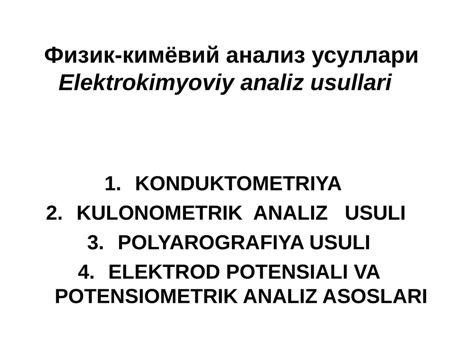 Elektrokimyoviy analiz usullari