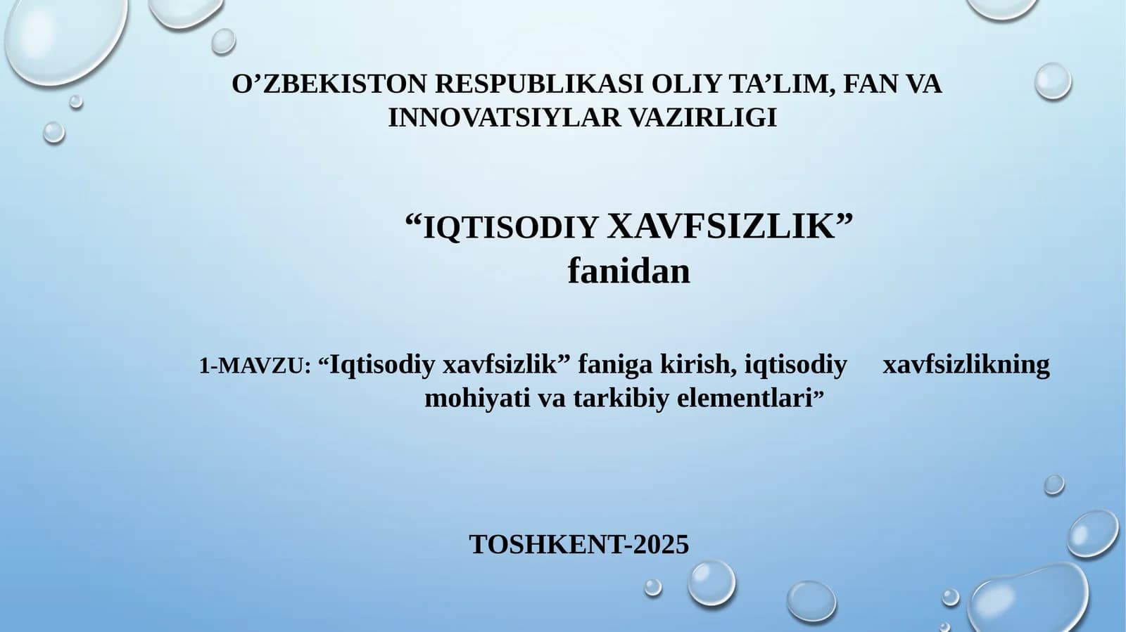 Iqtisodiy xavfsizlikning mohiyati