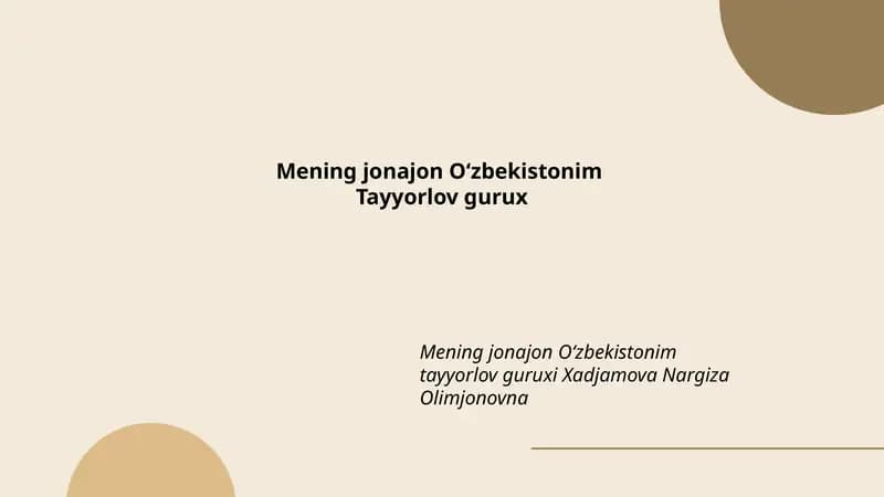 Mening jonajon Oʻzbekistonim tayyorlov guruxi