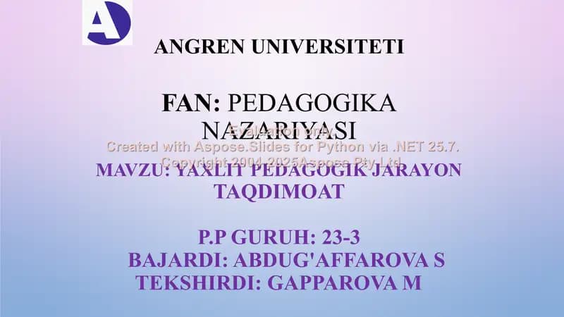 Pedagogik jarayon
