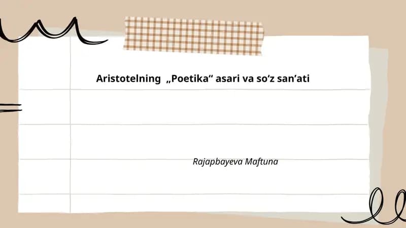Aristotelning „Poetika“ asari va soʻz sanʼati