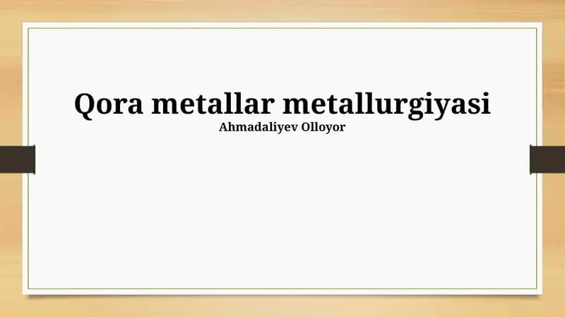 Qora metallar metallurgiyasi