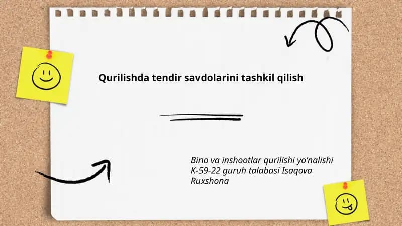 Qurilishda tendir savdolarini tashkil qilish