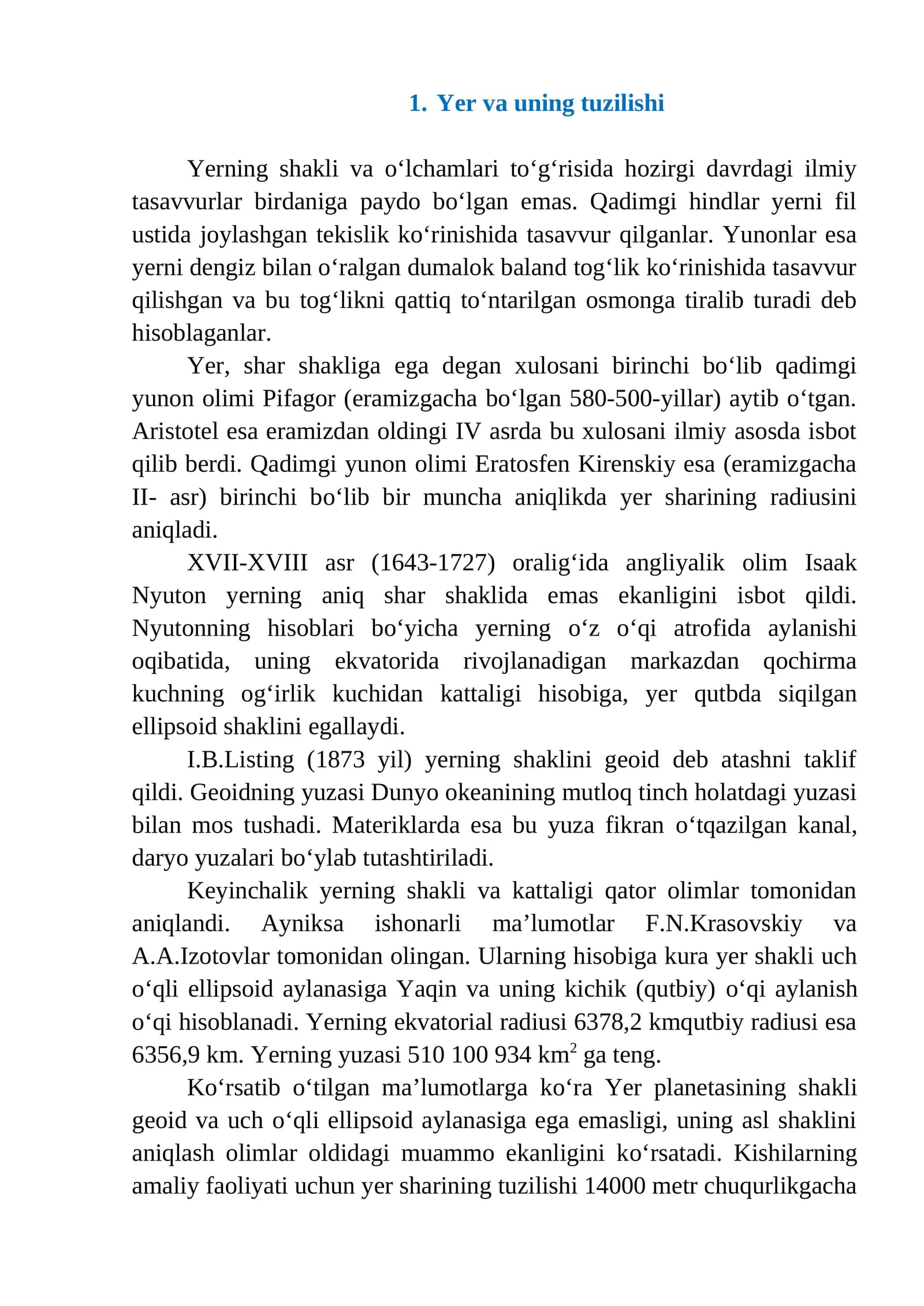 Yer va uning tuzilishi