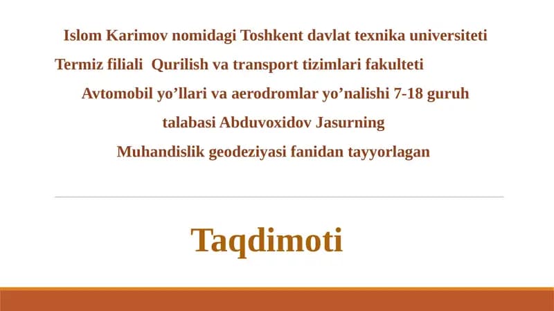 Geodeziya sohasida qo'llanma