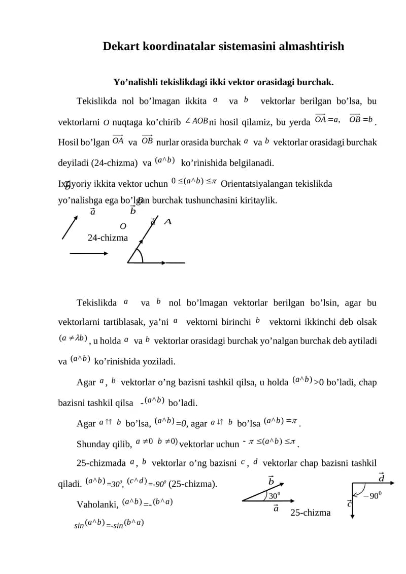 Dekart koordinatalar sistemasini almashtirish