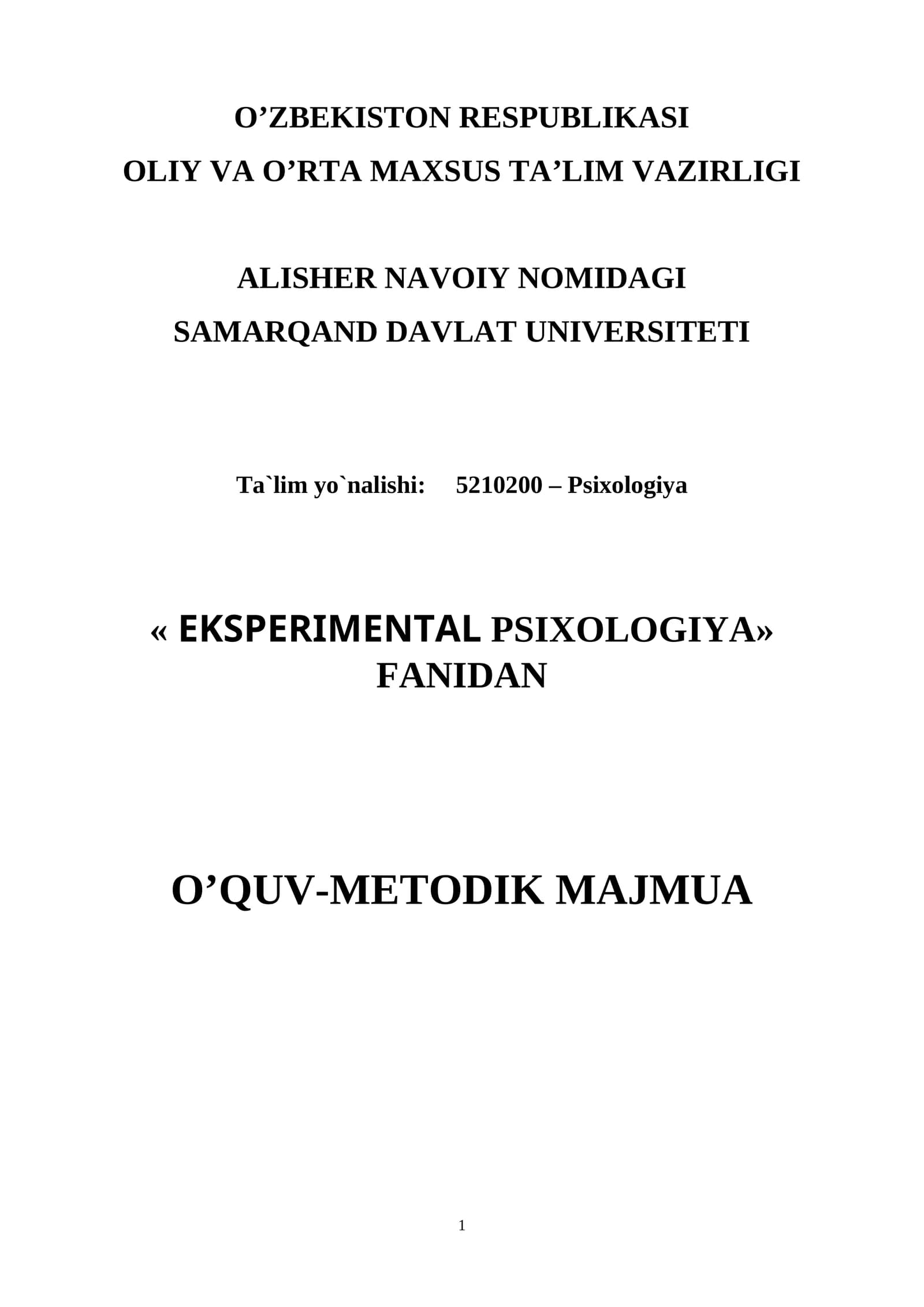 EKSPERIMENTAL PSIXOLOGIYA