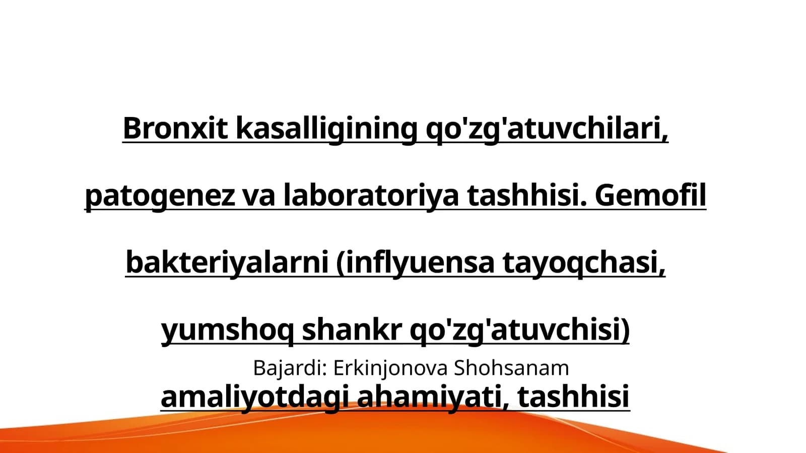 Bronxit kasalligining qo'zg'atuvchilari, patogenez va laboratoriya tashhisi