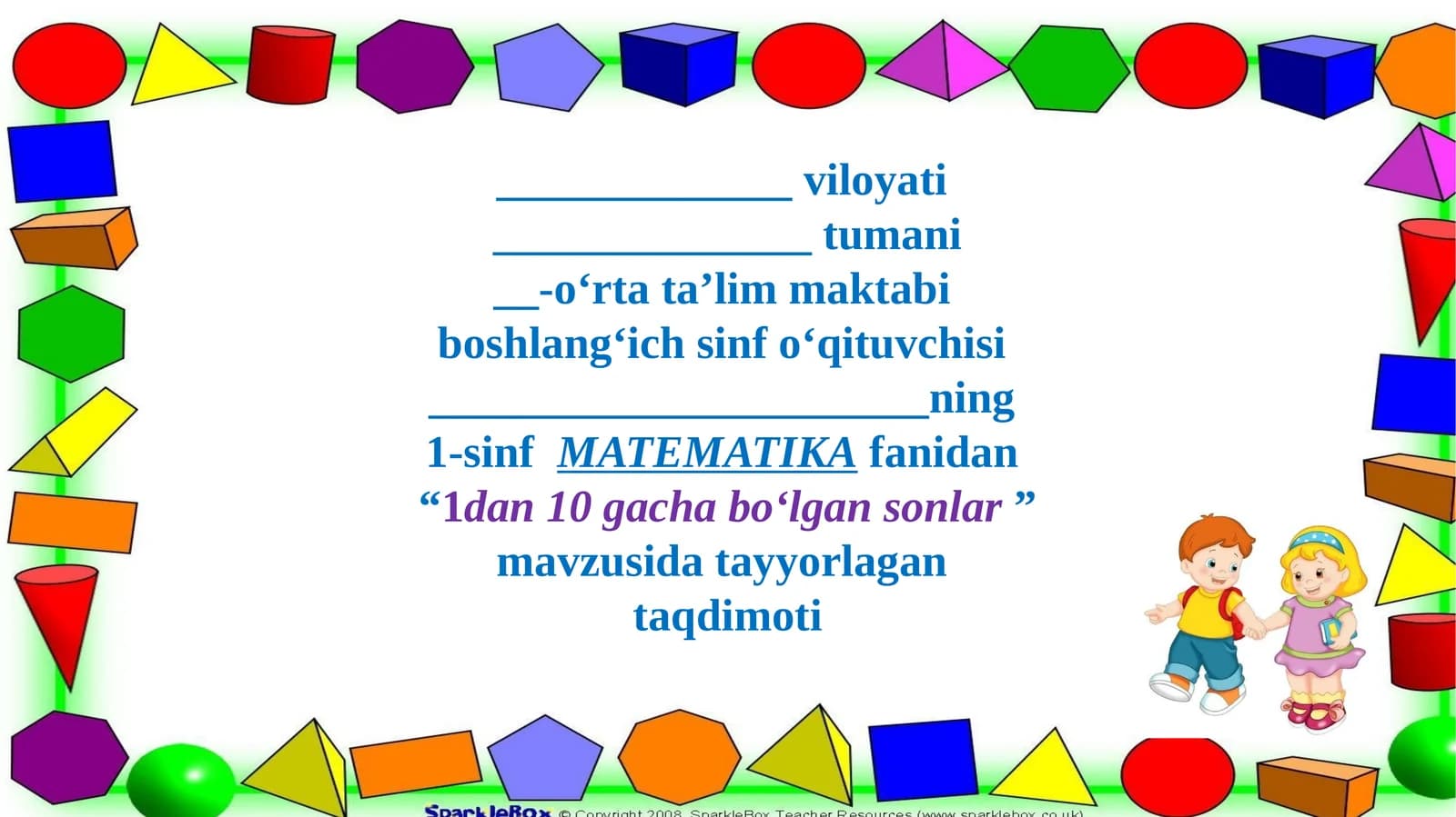 1dan 10gacha bo‘lgan sonlar mavzusi