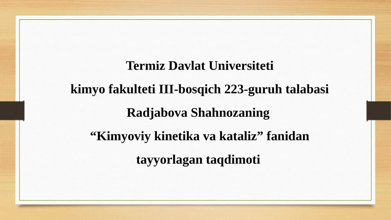 Kimyoviy kinetika va kataliz