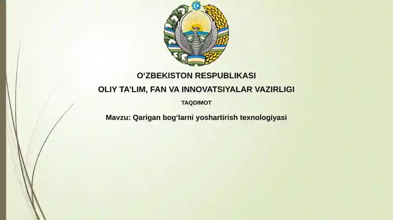 Qariganbogʻlarni yoshartirish texnologiyasi