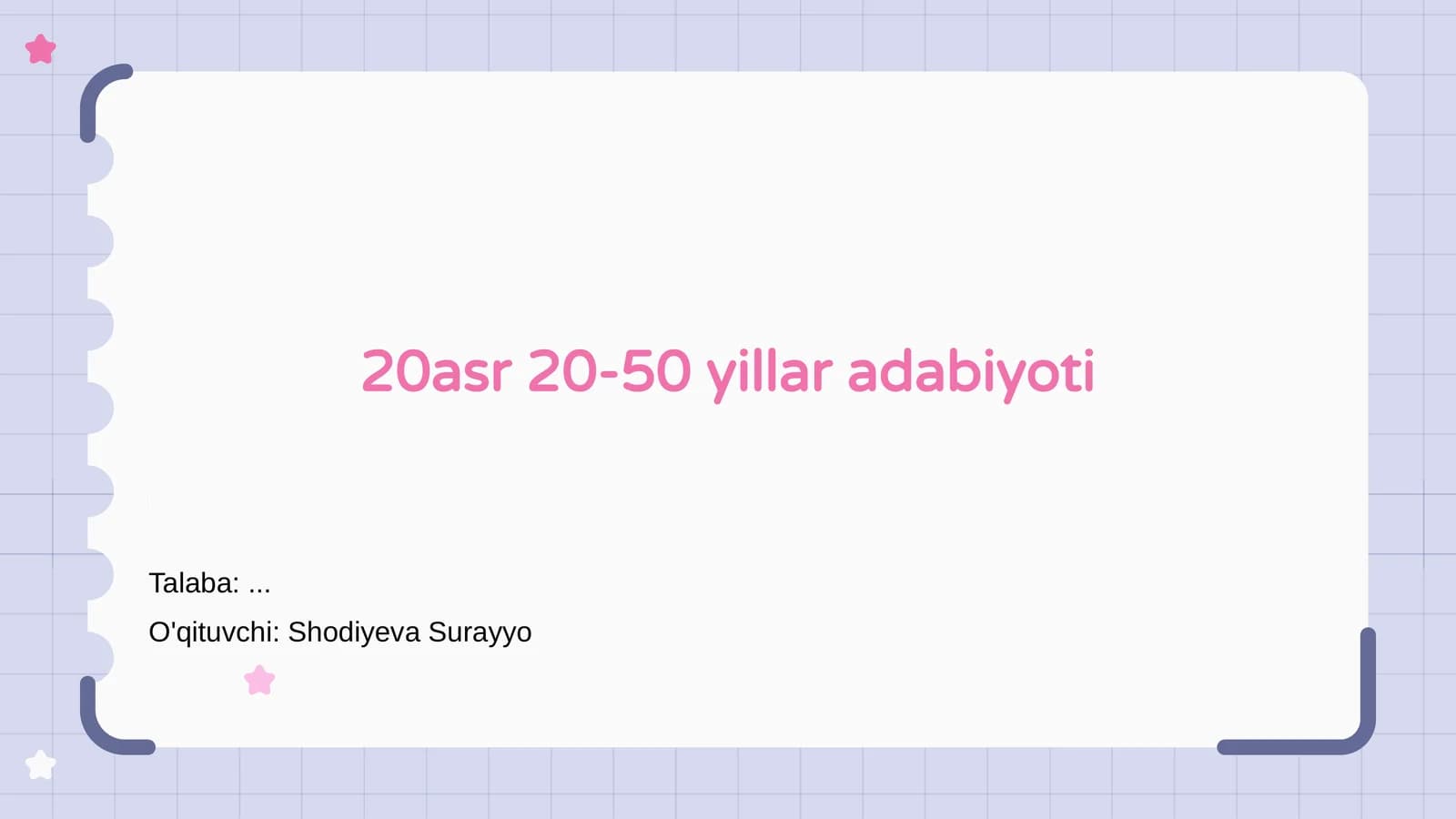 20asr 20-50 yillar adabiyoti