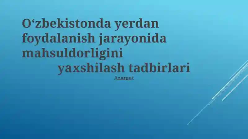 Yer resurslaridan foydalanish holati tahlili