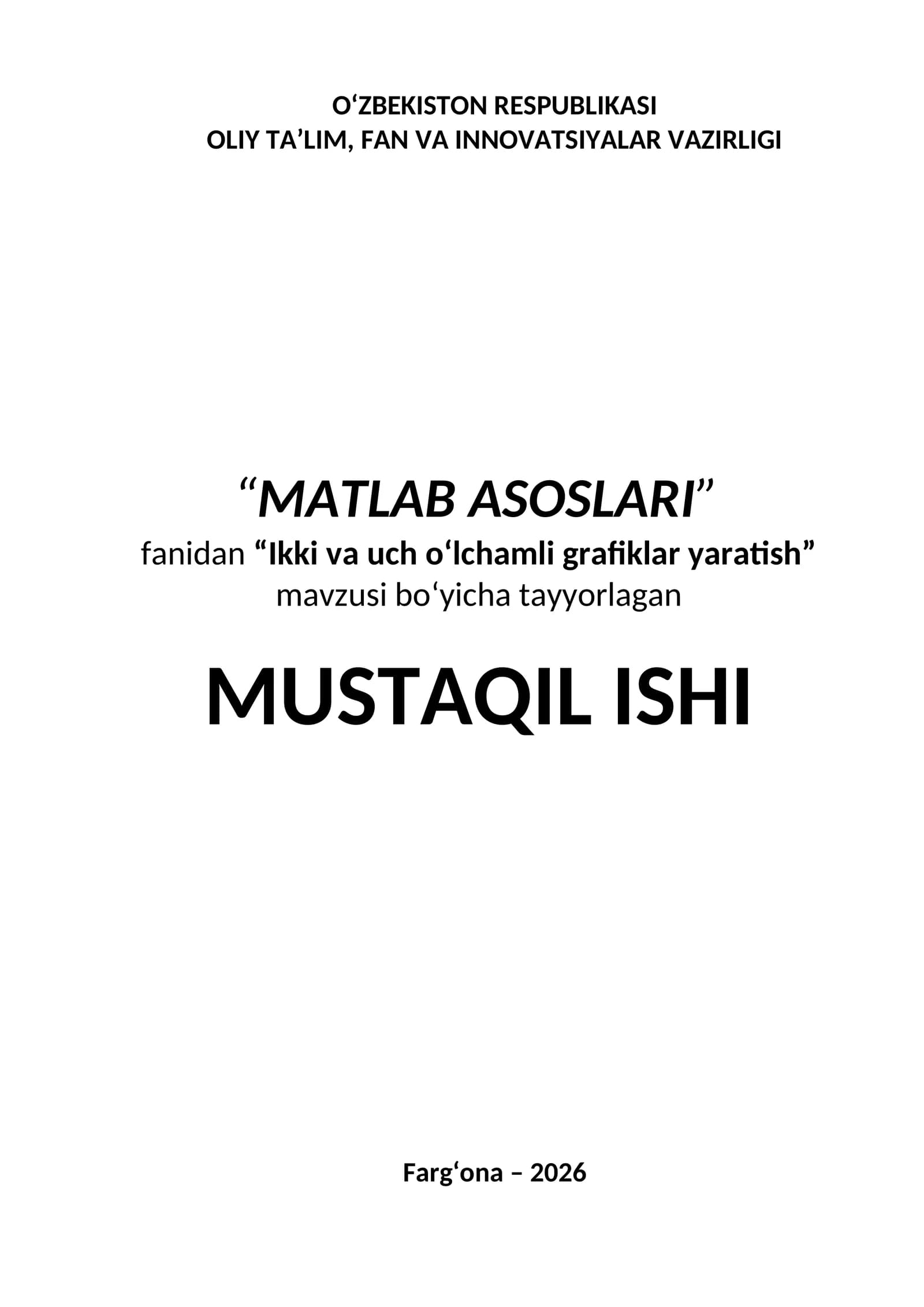 Ikki va uch o‘lchamli grafiklar yaratish