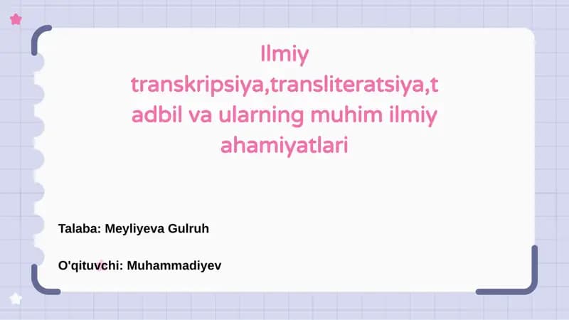 Ilmiy Transkripsiya, Transliteratsiya va Tadbil