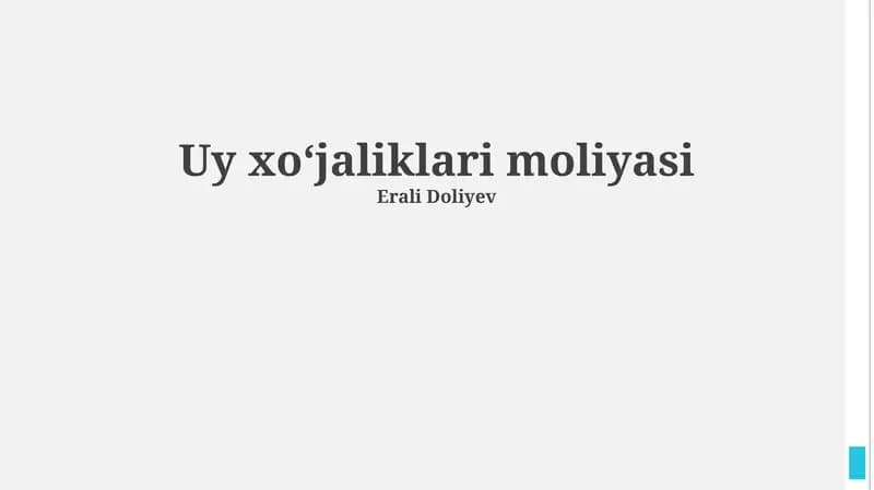 Uy xoʻjaliklari moliyasi