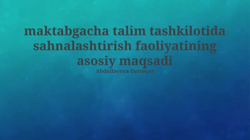 Ta'limiy sahnalashtirish