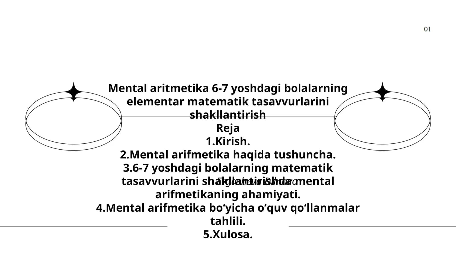 Mental aritmetika 6-7 yoshdagi bolalarning elementar matematik tasavvurlarini shakllantirish