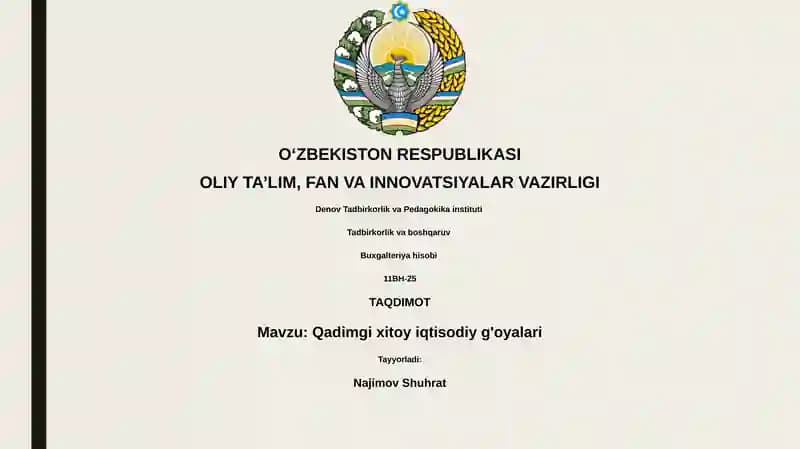 Qadimgi xitoy iqtisodiy g'oyalari