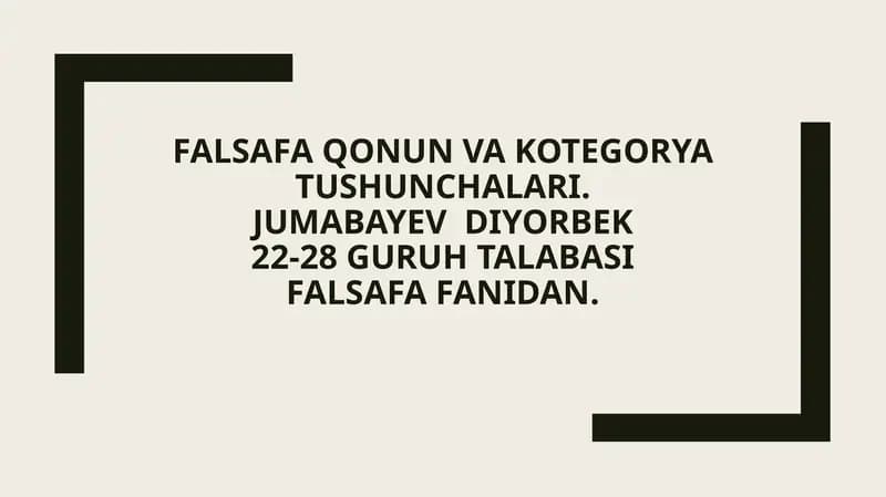 Falsafa qonun va kotegorya tushunchalari
