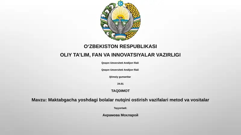 Nutqni rivojlantirish vazifalari