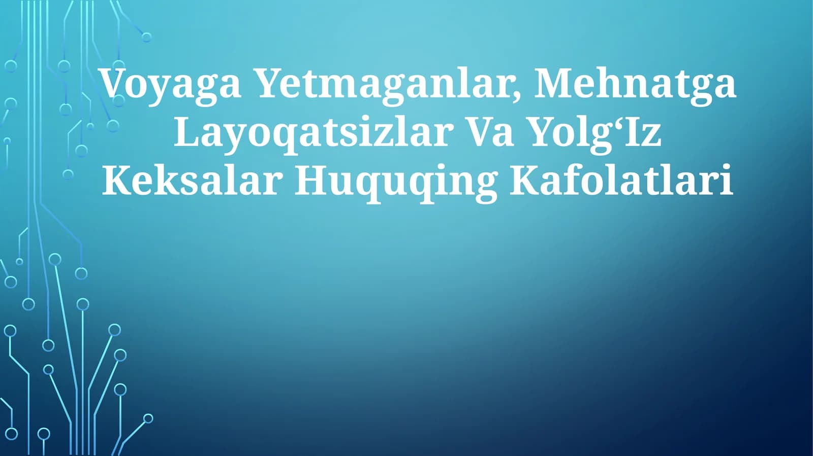 Voyaga Yetmaganlar, Mehnatga Layoqatsizlar Va YolgʻIz KeksalarHuquqingKafolatlari