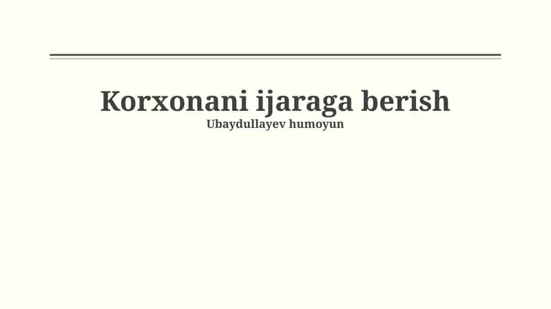 Biznes Ijara Masalalari