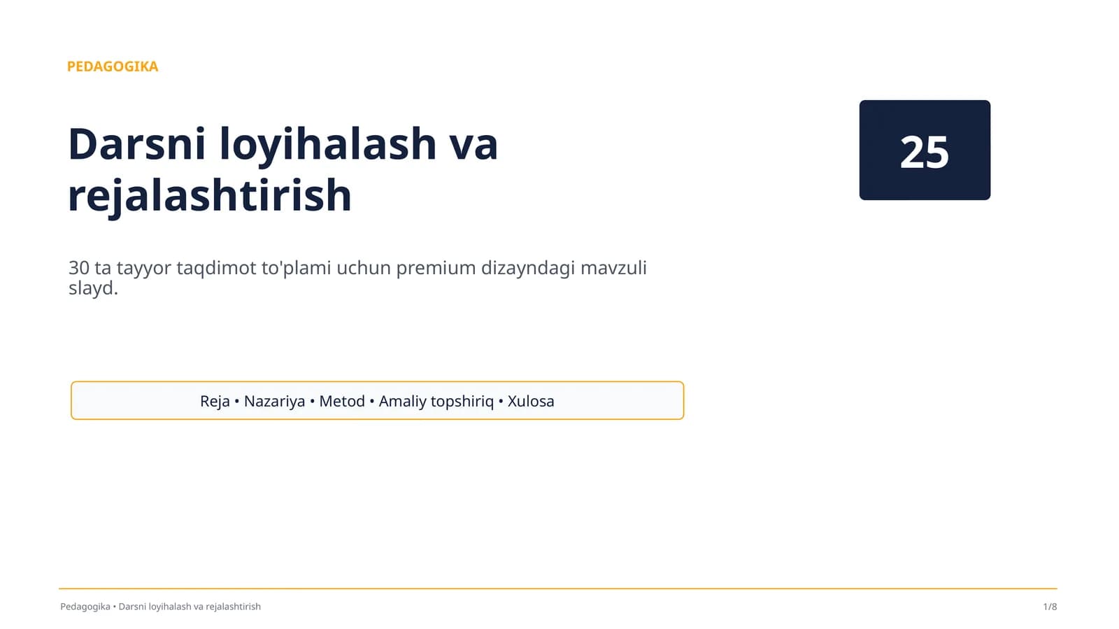 Darsni loyihalash va rejalashtirish