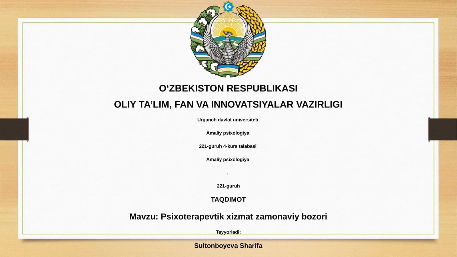 Psixoterapevtik xizmat zamonaviy bozori