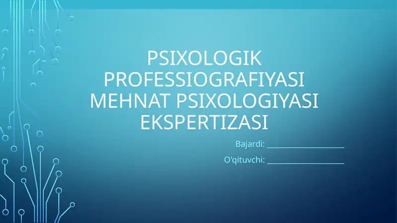 Psixologik professiografiyasi mehnat psixologiyasi ekspertizasi