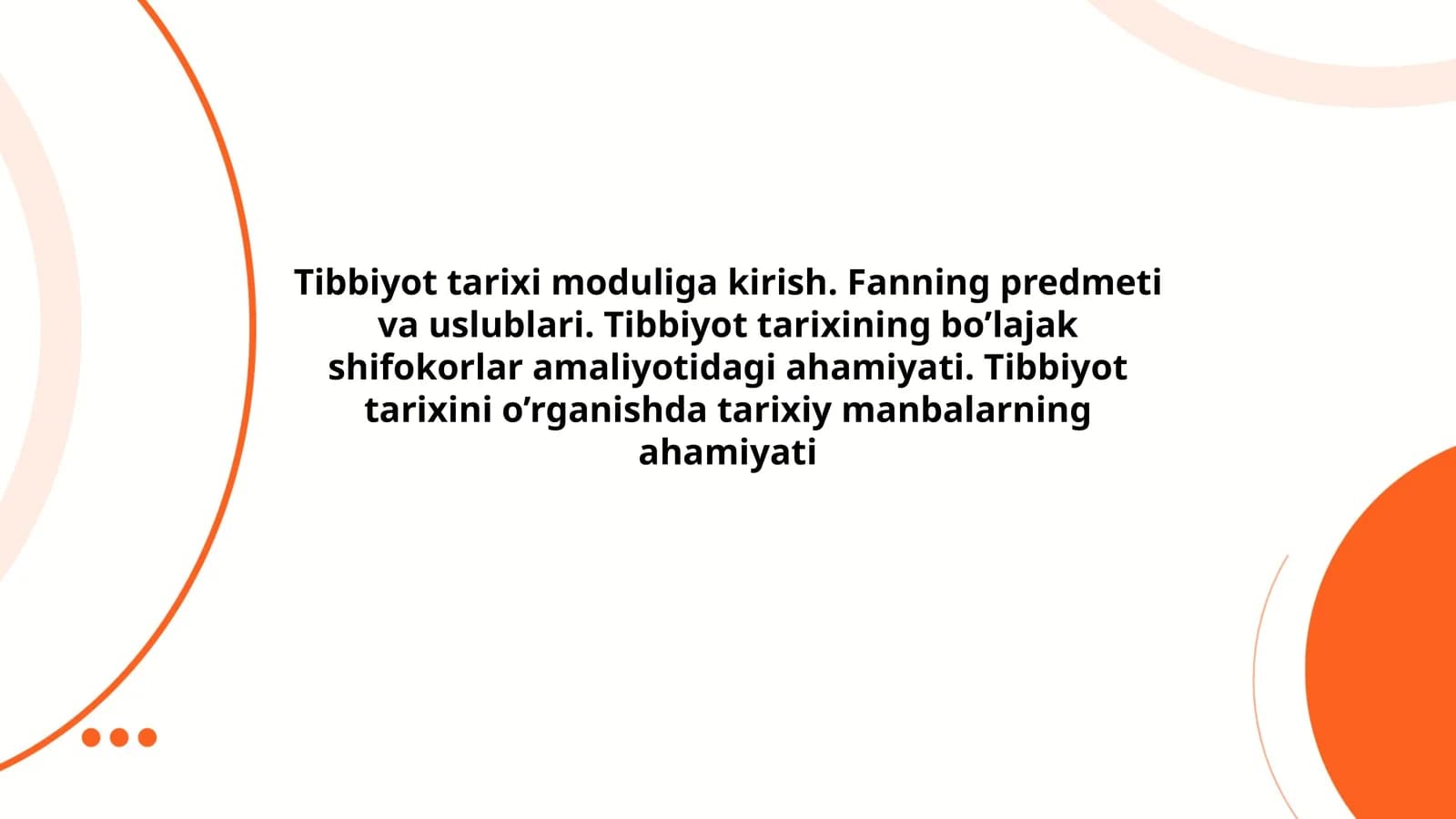 Tibbiyot tarixi moduliga kirish