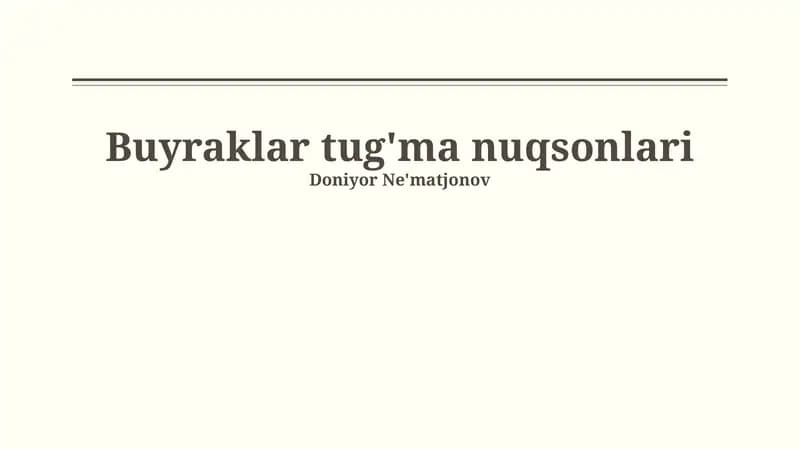 Tug'ma buyrak nuqsonlari