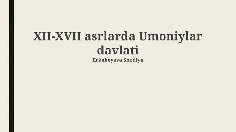 XII-XVII asrlarda Umoniylar davlati