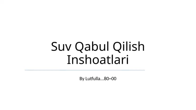 Suv Qabul Qilish Inshoatlari