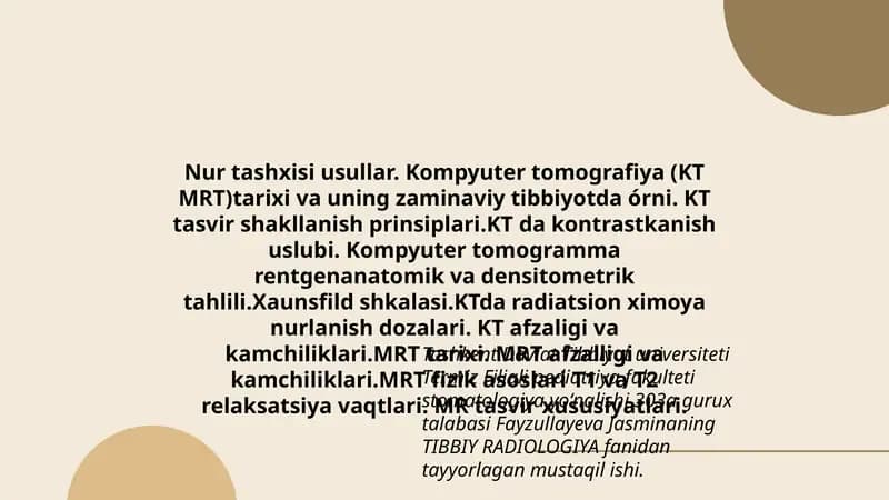 Kompyuter tomografiya (KT MRT)