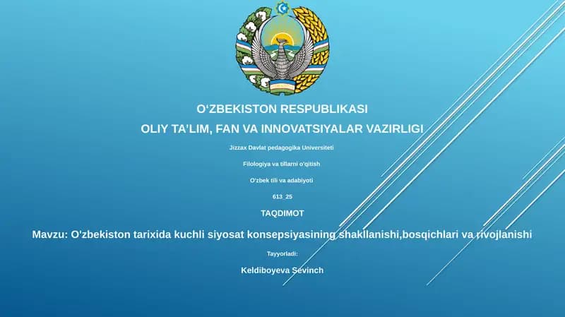 O'zbekiston tarixida kuchli siyosat konsepsiyasining shakllanishi,bosqichlari va rivojlanishi