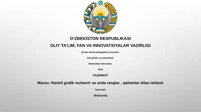 Raster grafik muharrir va unda ranglar, qatlamlar bilan ishlash