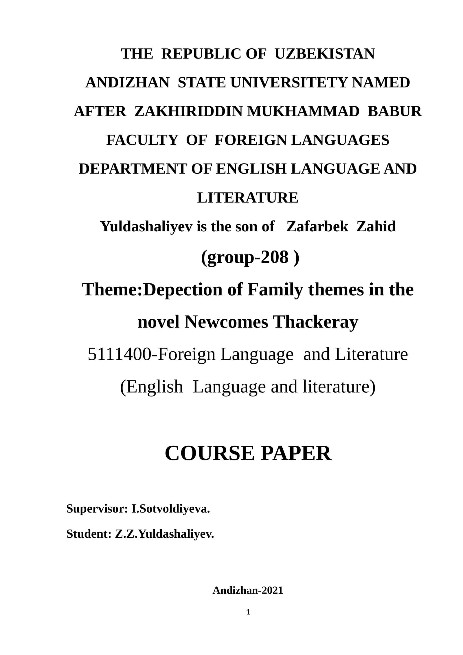Family Themes in English Literature