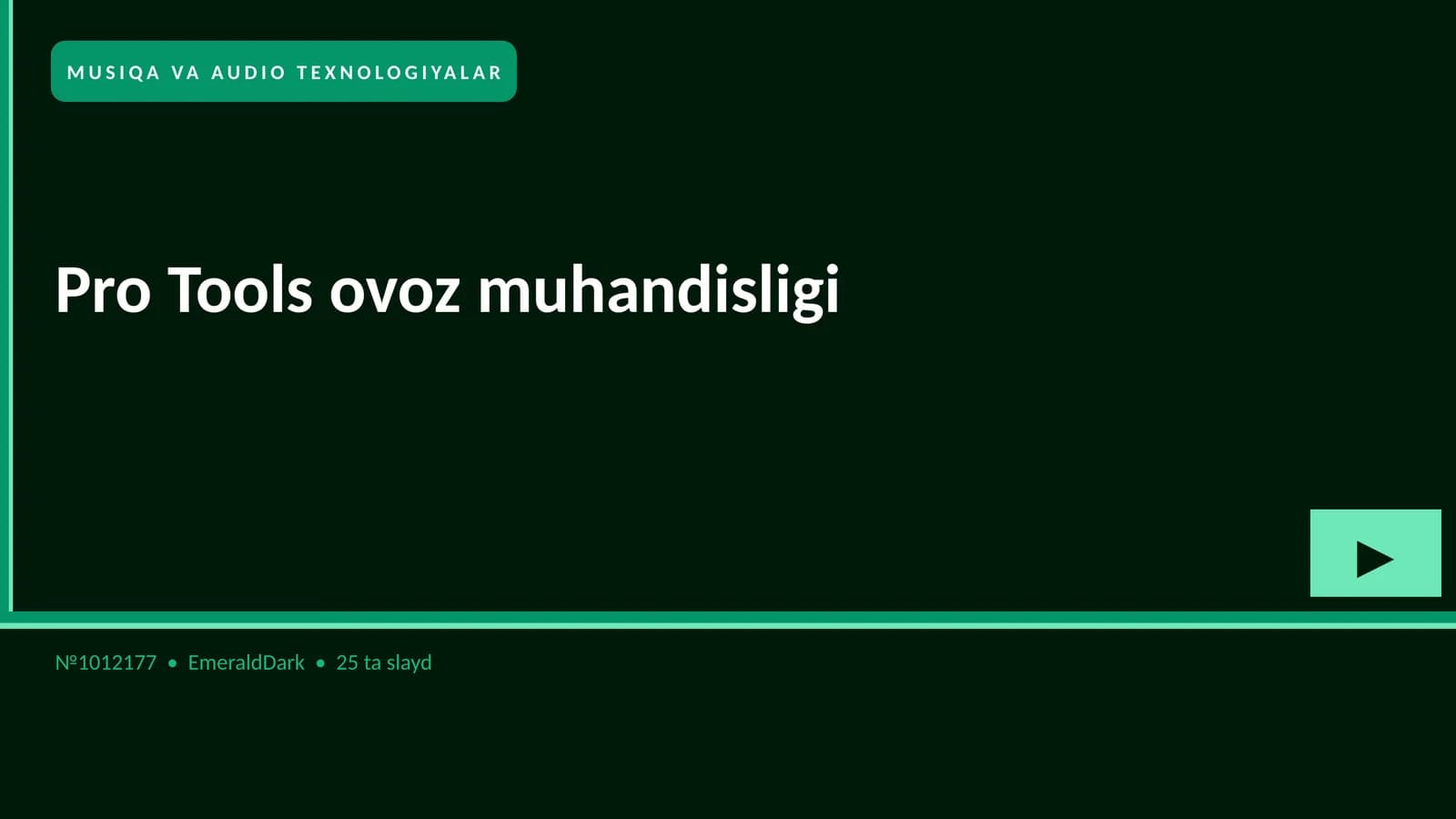 Pro Tools ovoz muhandisligi