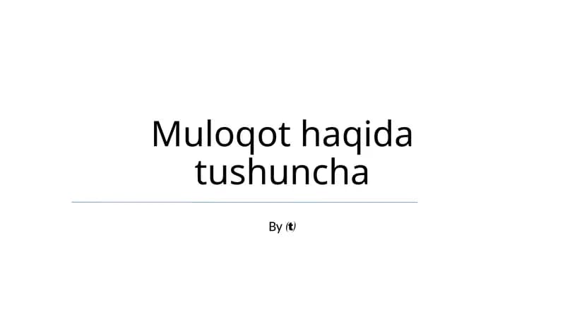 Muloqot haqida tushuncha