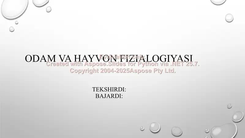 Odam va hayvon fizialogiyasi