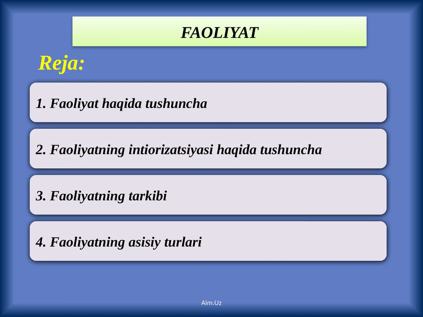 FAOLIYAT