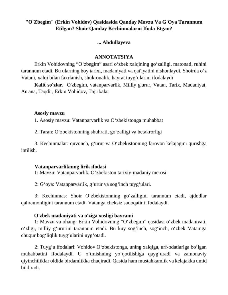 O'Zbegim