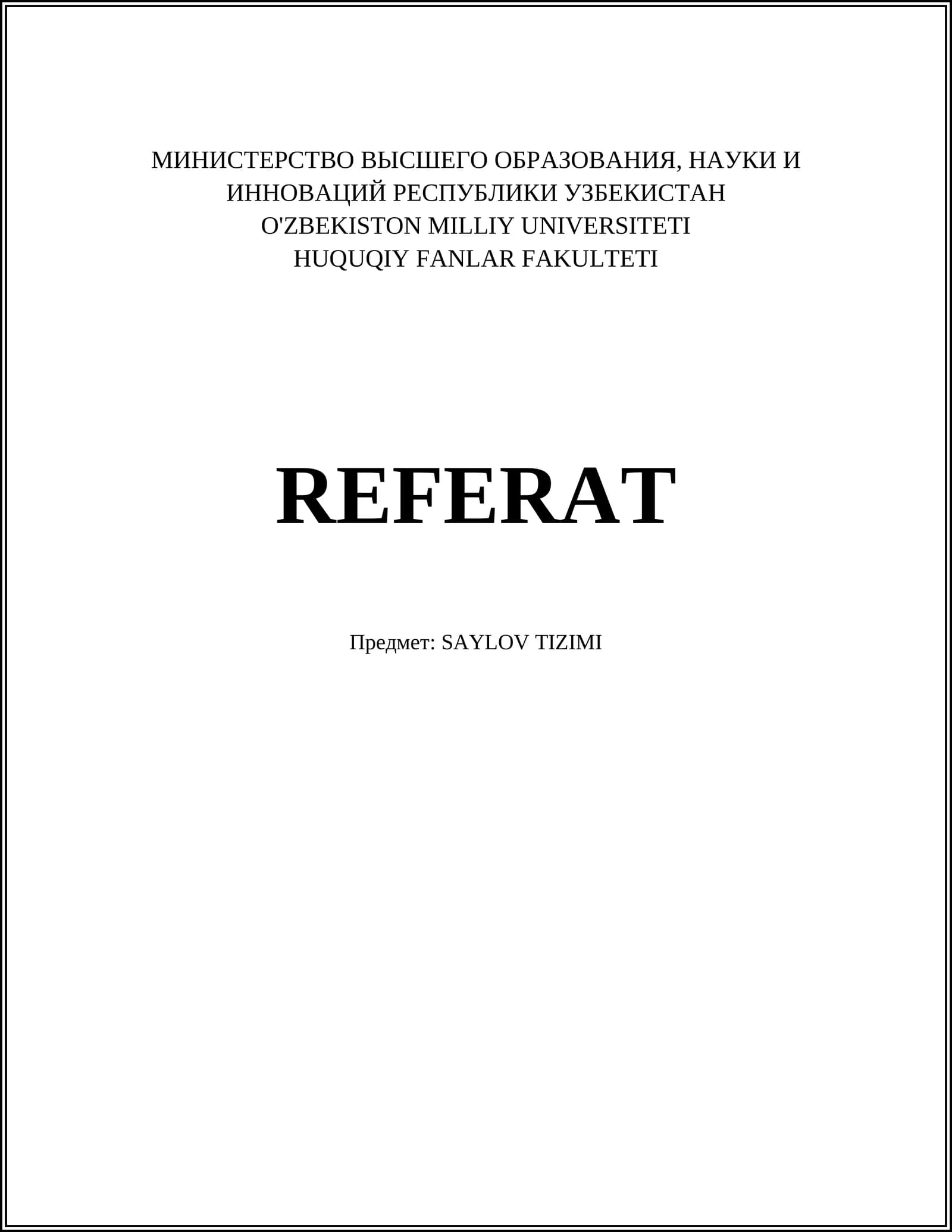 SAYLOV TIZIMI
