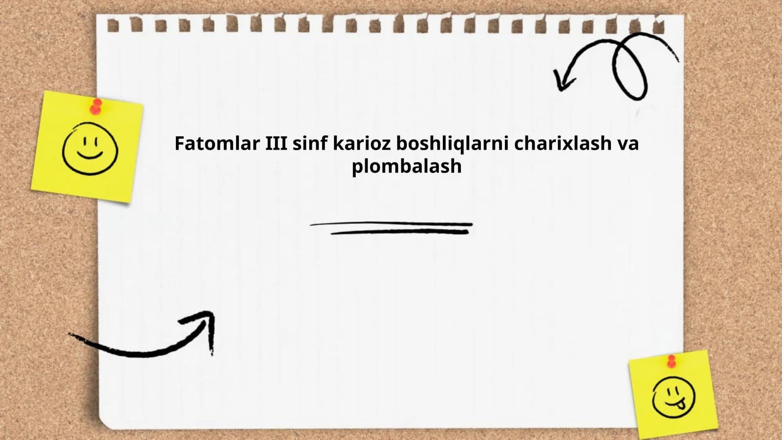 Fatomlar III sinf karioz boshliqlarni charixlash va plombalash