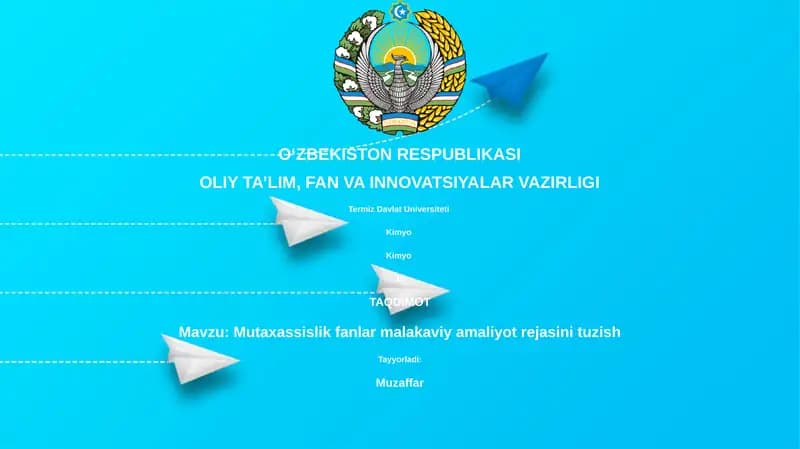 Mutaxassislik fanlar malakaviy amaliyot rejasini tuzish