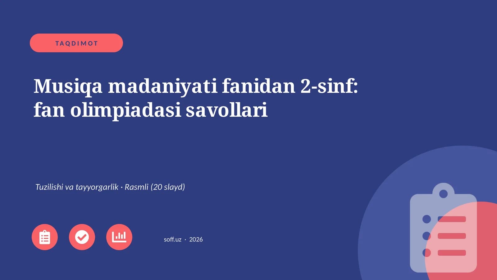 Musiqa madaniyati fanidan 2-sinf: fan olimpiadasi savollari