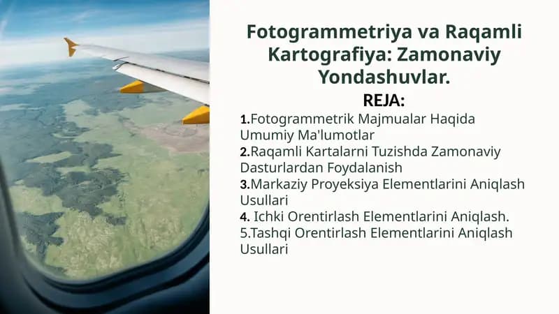Fotogrammetriya va Raqamli Kartografiya: Zamonaviy Yondashuvlar