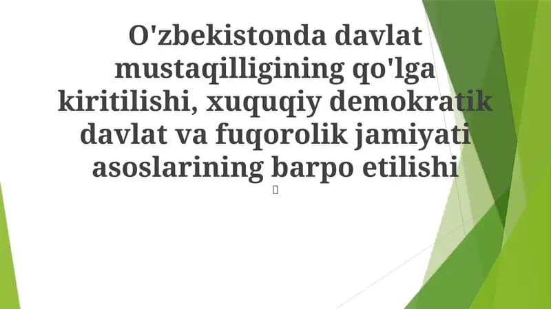 O'zbekistonning Mustaqillikka Yo'li