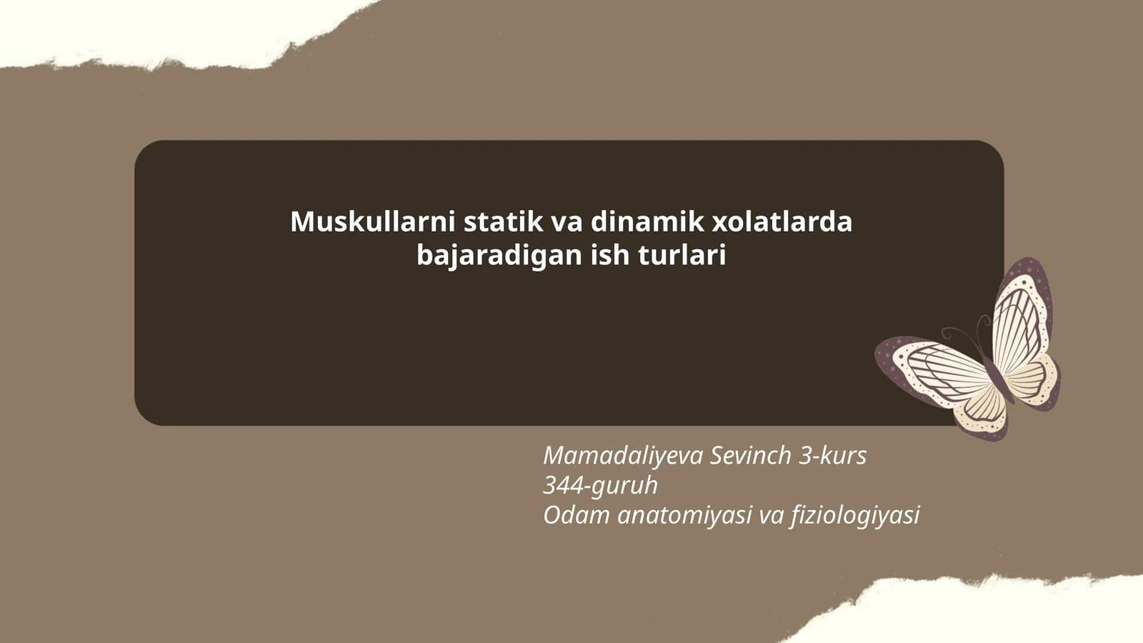 Muskullarni statik va dinamik xolatlarda bajaradigan ish turlari